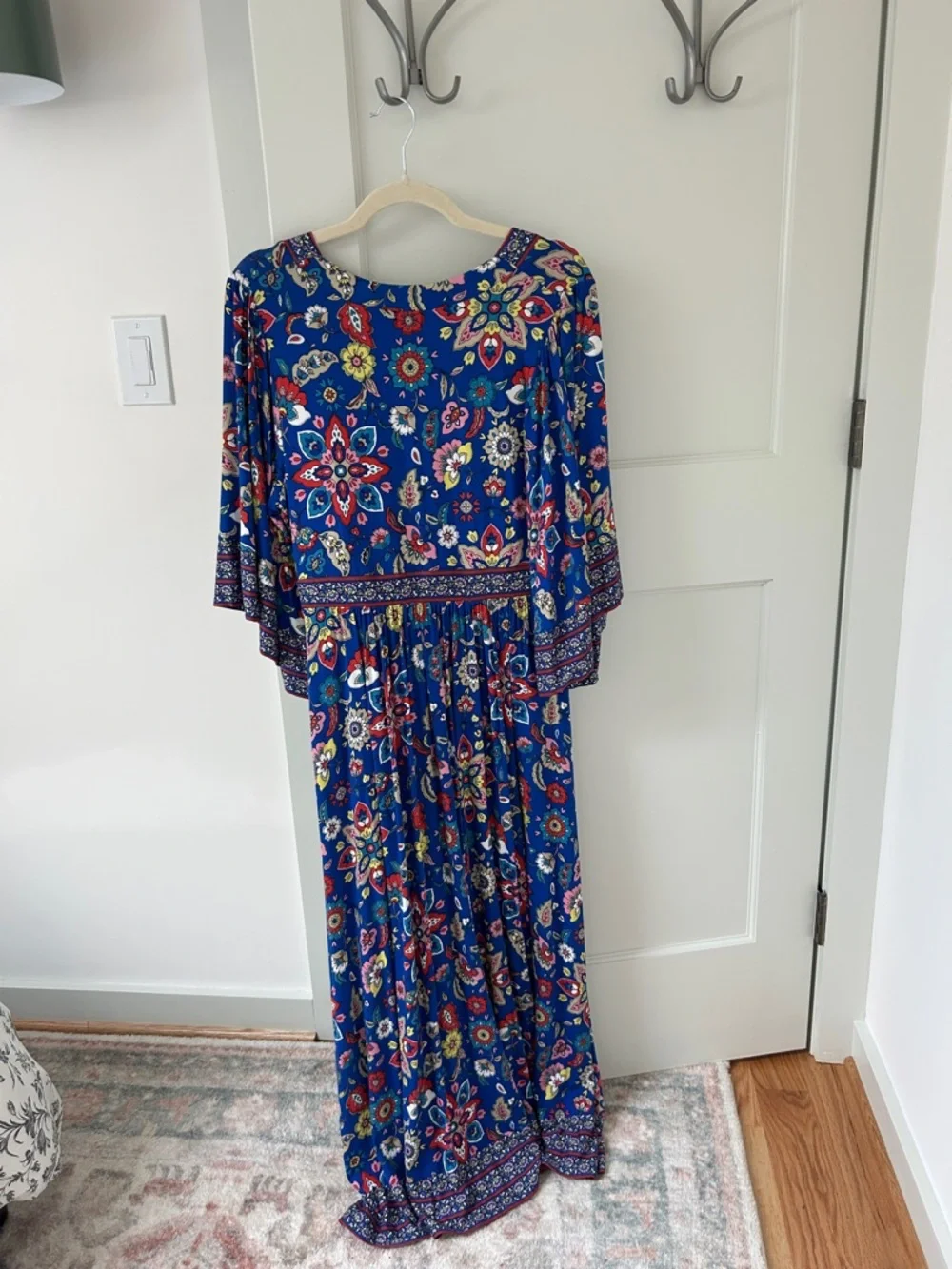Boden Royal Blue Floral Maxi Dress with V-Neck - Picture 2 of 2